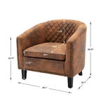 Fauteuil crapaud d'appoint pour salon avec clous décoratifs et pieds en bois massif