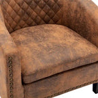 Fauteuil crapaud d'appoint pour salon avec clous décoratifs et pieds en bois massif