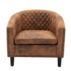 Fauteuil crapaud d'appoint pour salon avec clous décoratifs et pieds en bois massif