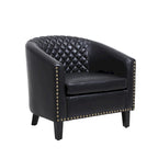 Fauteuil crapaud d'appoint pour salon avec clous décoratifs et pieds en bois massif