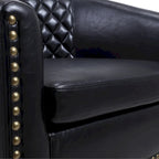Fauteuil crapaud d'appoint pour salon avec clous décoratifs et pieds en bois massif