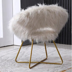 Fauteuil de salon en fausse fourrure, blanc
