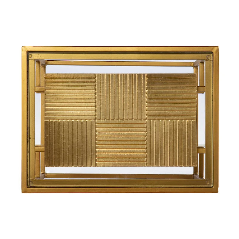 Table d'appoint à plateau en verre avec étagères, laiton