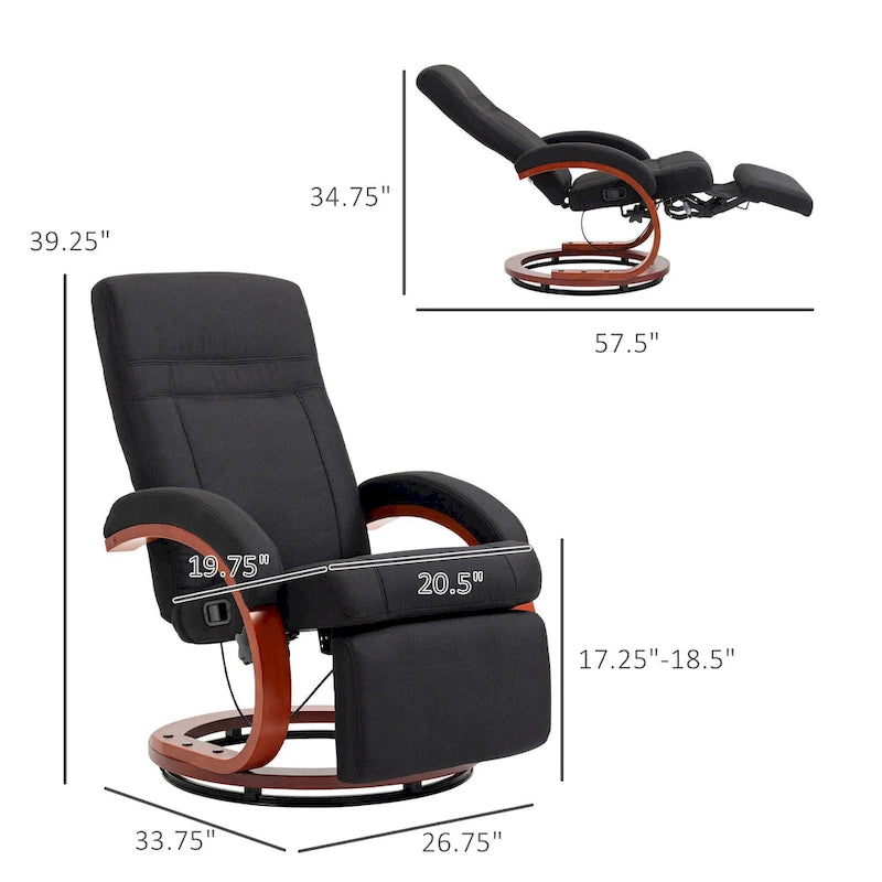 Fauteuil inclinable manuel pour adulte, inclinable et pivotant avec repose-pieds