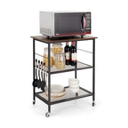 Chariot de service à 3 niveaux pour micro-ondes de cuisine avec roulettes