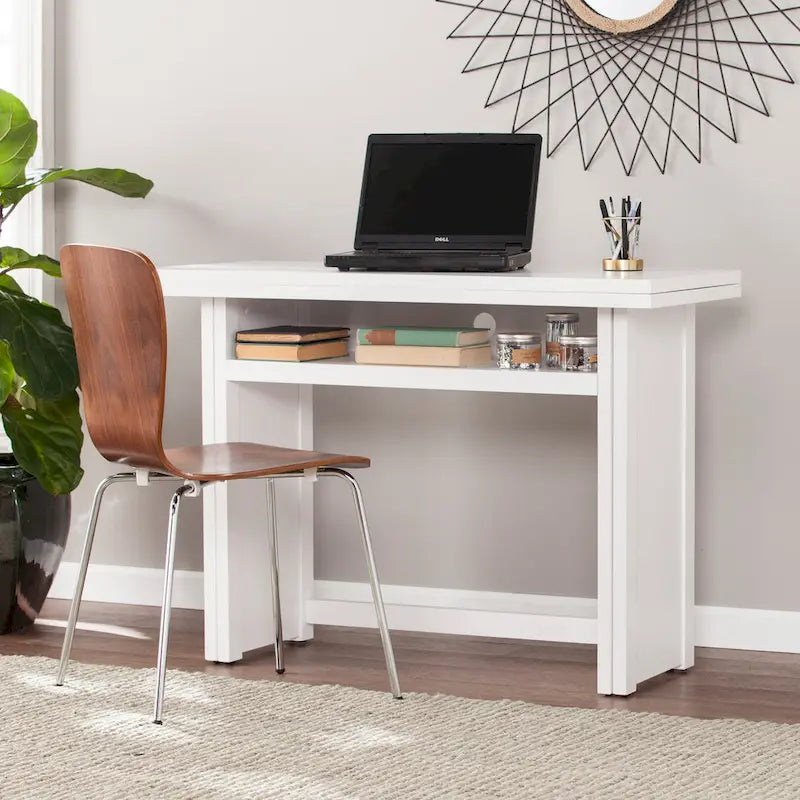 Console/Table à manger convertible blanche