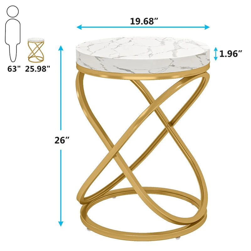 Table d'appoint ronde moderne de 19 pouces