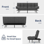 Futon moderne en mousse à mémoire de forme avec accoudoirs réglables