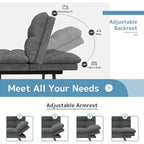 Futon moderne en mousse à mémoire de forme avec accoudoirs réglables