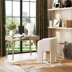 Bureau en noyer avec rangement ouvert et petits tiroirs