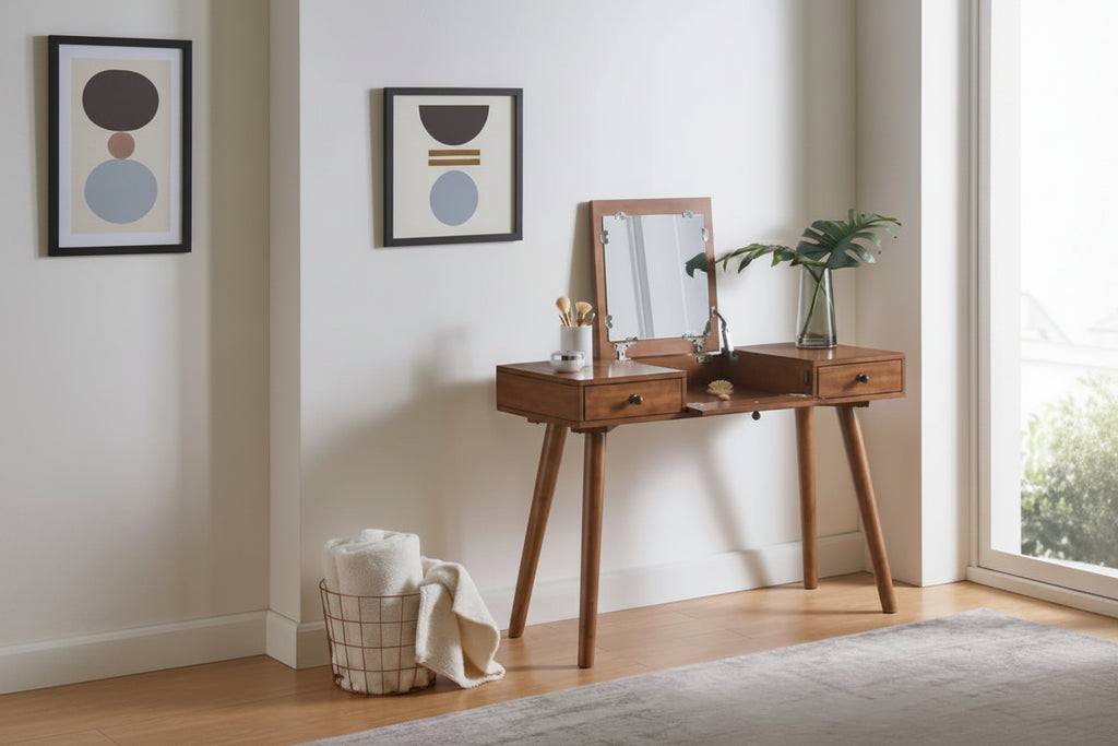 Meuble-lavabo/Bureau à 2 tiroirs Mid-Century Modern 44