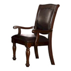 Fauteuil en bois de cerisier marron et similicuir couleur expresso