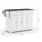 Îlot de cuisine/Chariot de service en acier inoxydable pleine grandeur - 45,7 cm de profondeur X 130,8 cm de largeur X 86,4 cm de hauteur