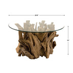 Table basse de cocktail avec plateau en verre naturel