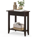 Gymax 2-Tier End Table Irregular Narrow Sofa Side Nightstand w/