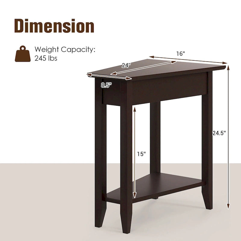 Table d'appoint double couche, Table d'appoint de canapé étroite irrégulière, Table de chevet