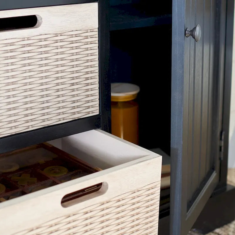 Meuble de rangement à deux tiroirs avec trois paniers amovibles - 39,8 m (l) X 12,5 m (L) X 29,5 m (H) - 41 m (l) X 13 m (P) X 26 m (H)