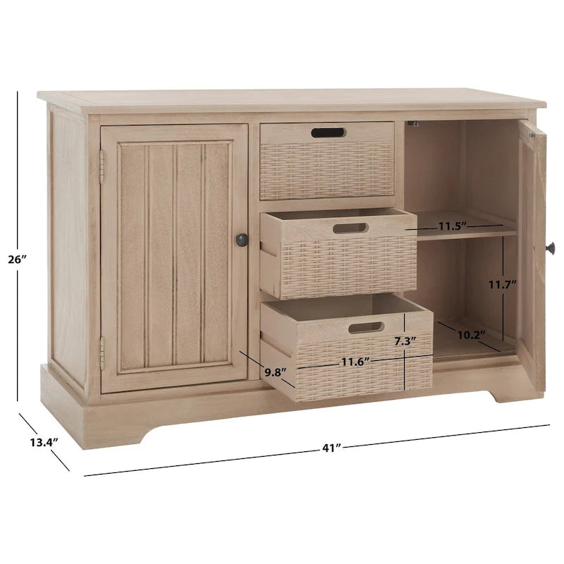 Meuble de rangement à deux tiroirs avec trois paniers amovibles - 39,8 m (l) X 12,5 m (L) X 29,5 m (H) - 41 m (l) X 13 m (P) X 26 m (H)