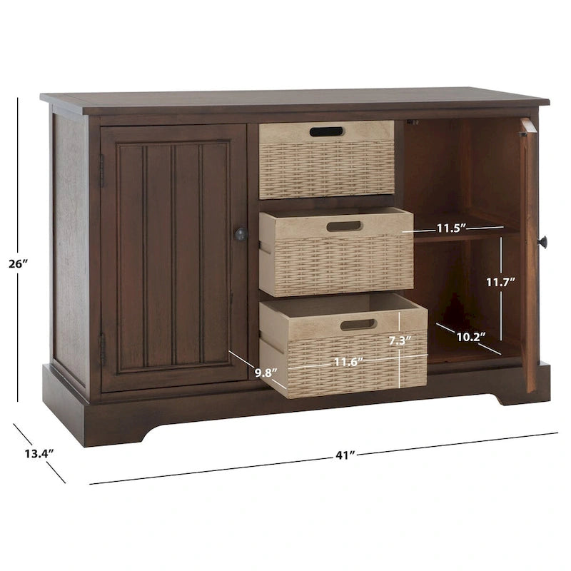 Meuble de rangement à deux tiroirs avec trois paniers amovibles - 39,8 m (l) X 12,5 m (L) X 29,5 m (H) - 41 m (l) X 13 m (P) X 26 m (H)