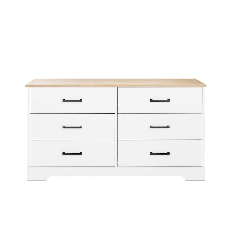 Commode de ferme Prepac Rustic Ridge, commode de chambre en bois avec 6 tiroirs de rangement