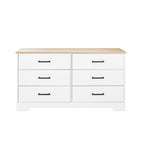 Commode de ferme Prepac Rustic Ridge, commode de chambre en bois avec 6 tiroirs de rangement