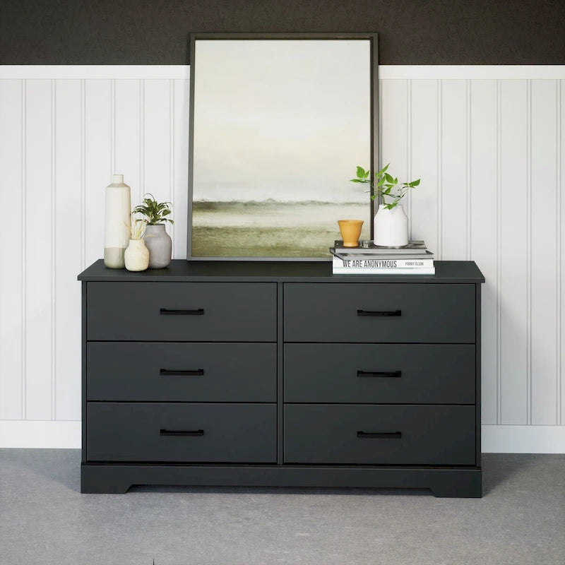 Commode de ferme Prepac Rustic Ridge, commode de chambre en bois avec 6 tiroirs de rangement