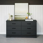 Commode de ferme Prepac Rustic Ridge, commode de chambre en bois avec 6 tiroirs de rangement