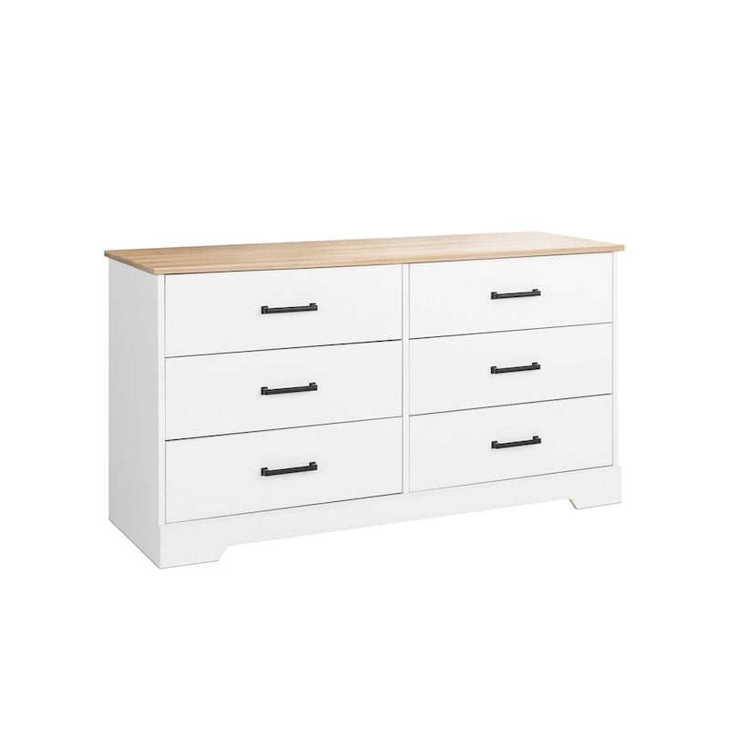 Commode de ferme Prepac Rustic Ridge, commode de chambre en bois avec 6 tiroirs de rangement