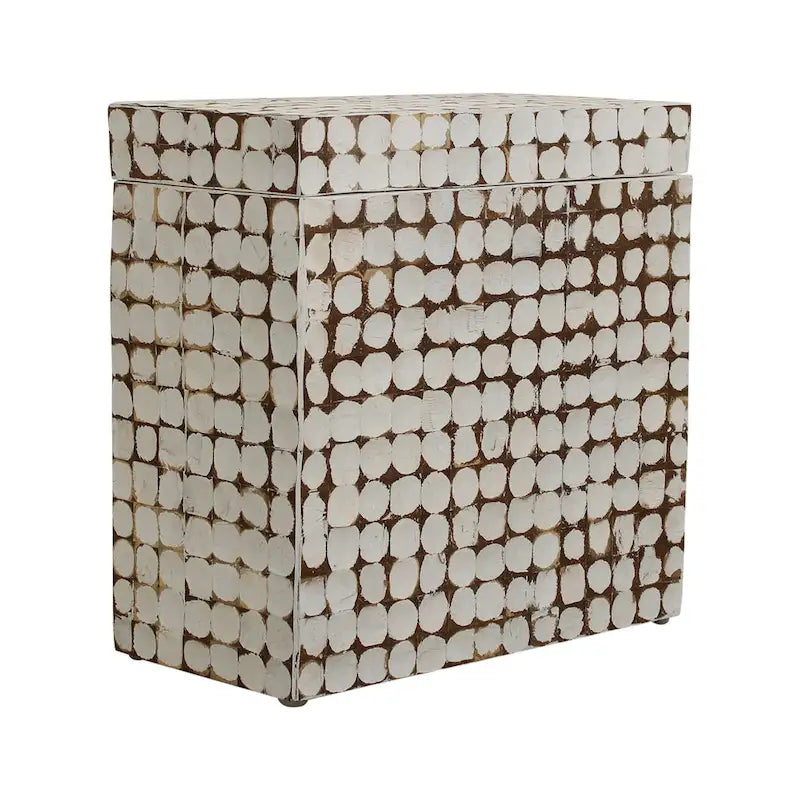 Table d'appoint cube en bois de coco vieilli