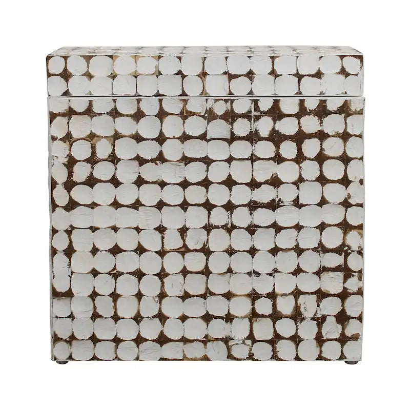 Table d'appoint cube en bois de coco vieilli