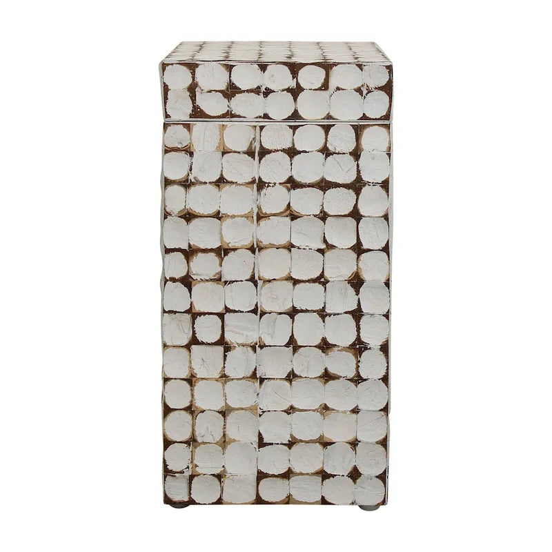 Table d'appoint cube en bois de coco vieilli