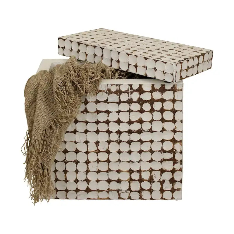 Table d'appoint cube en bois de coco vieilli