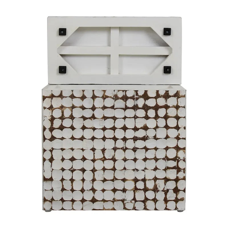 Table d'appoint cube en bois de coco vieilli
