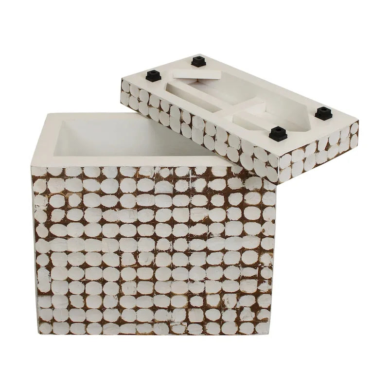 Table d'appoint cube en bois de coco vieilli