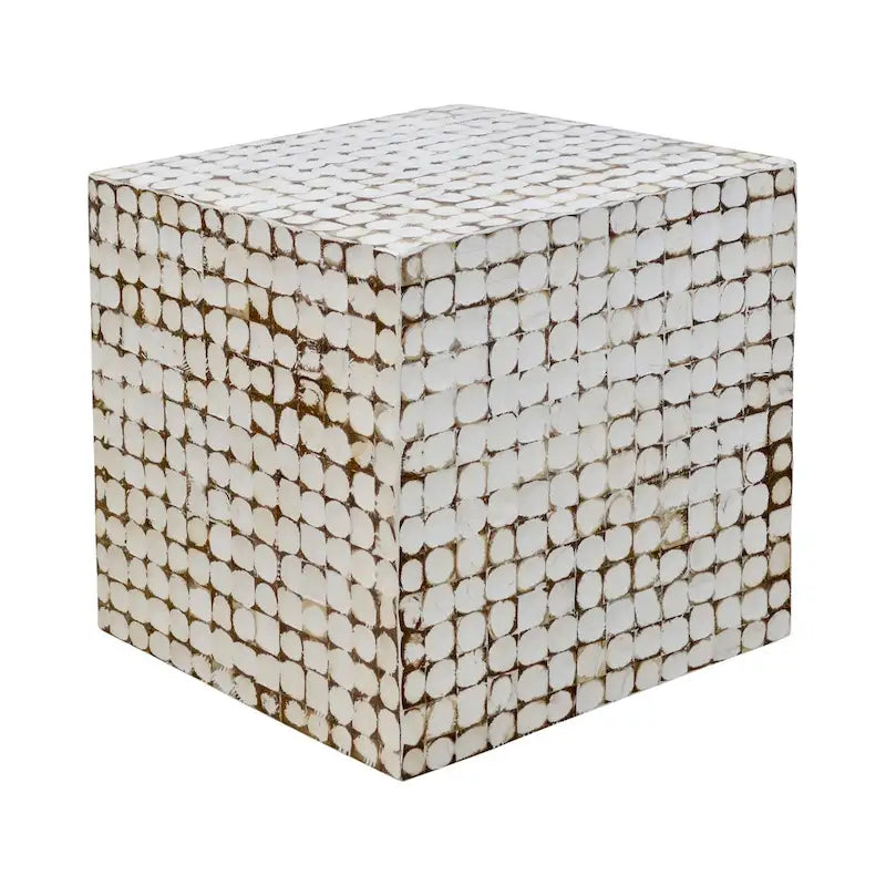 Table d'appoint cube en bois de coco vieilli