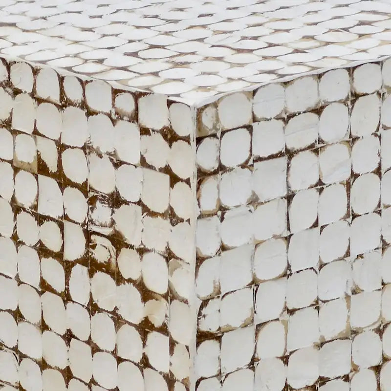 Table d'appoint cube en bois de coco vieilli