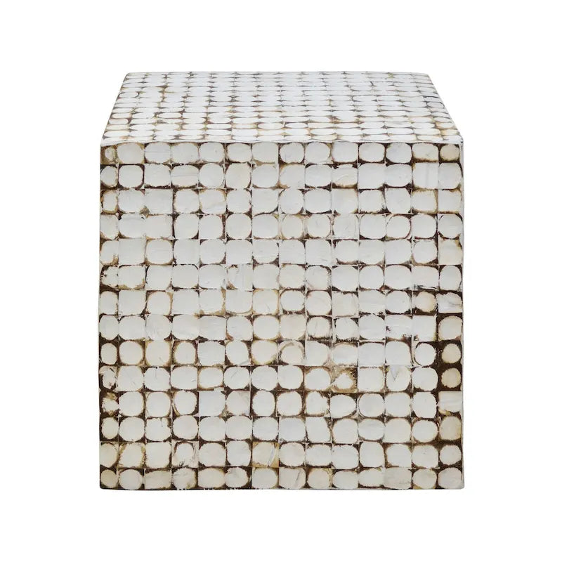 Table d'appoint cube en bois de coco vieilli