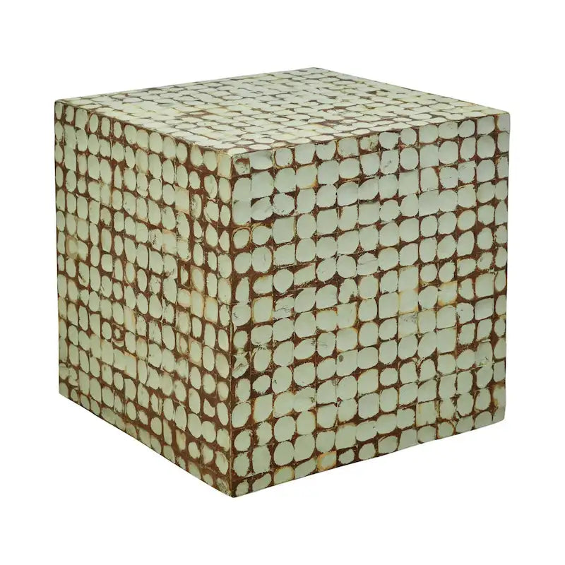 Table d'appoint cube en bois de coco vieilli