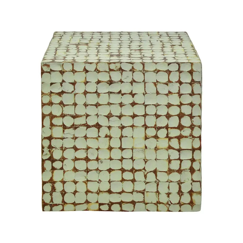 Table d'appoint cube en bois de coco vieilli