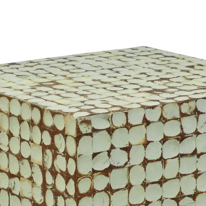 Table d'appoint cube en bois de coco vieilli