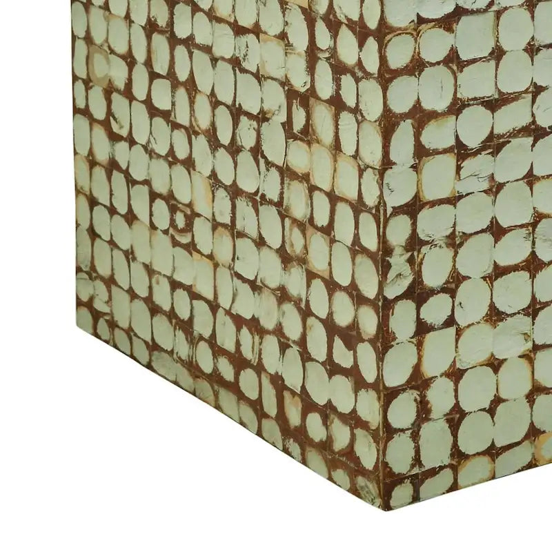Table d'appoint cube en bois de coco vieilli