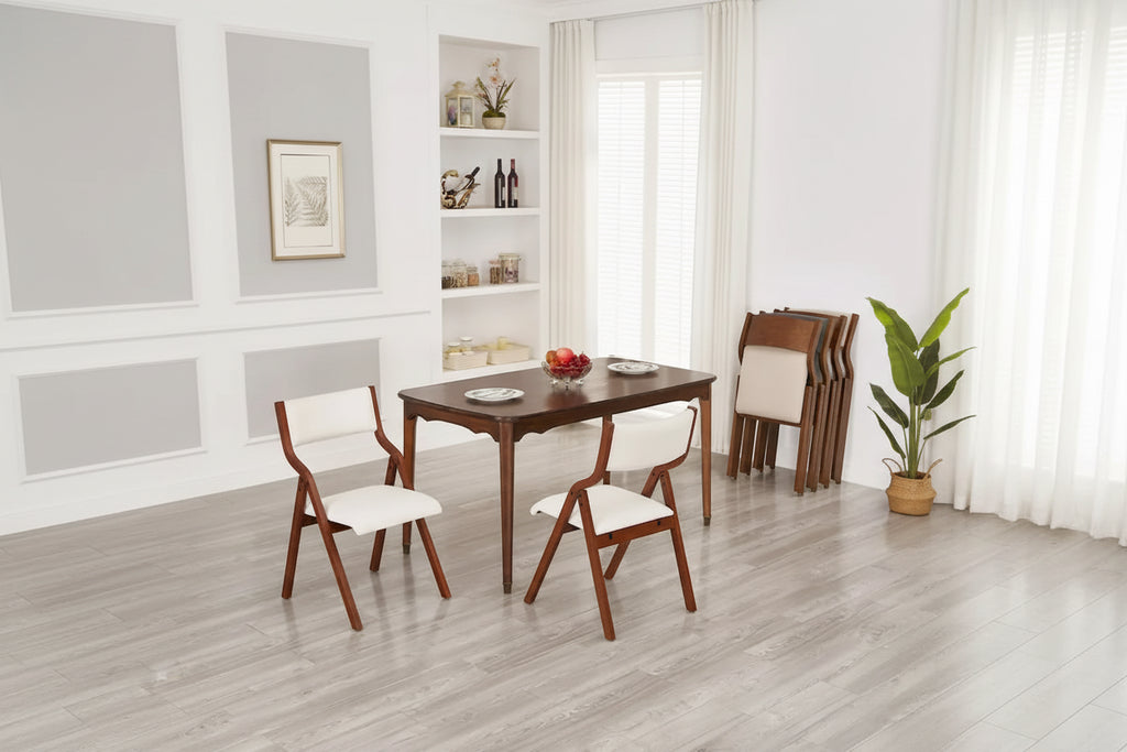 Set of 2 Modern Upholstered Wood Folding Chairs with Padded Seats