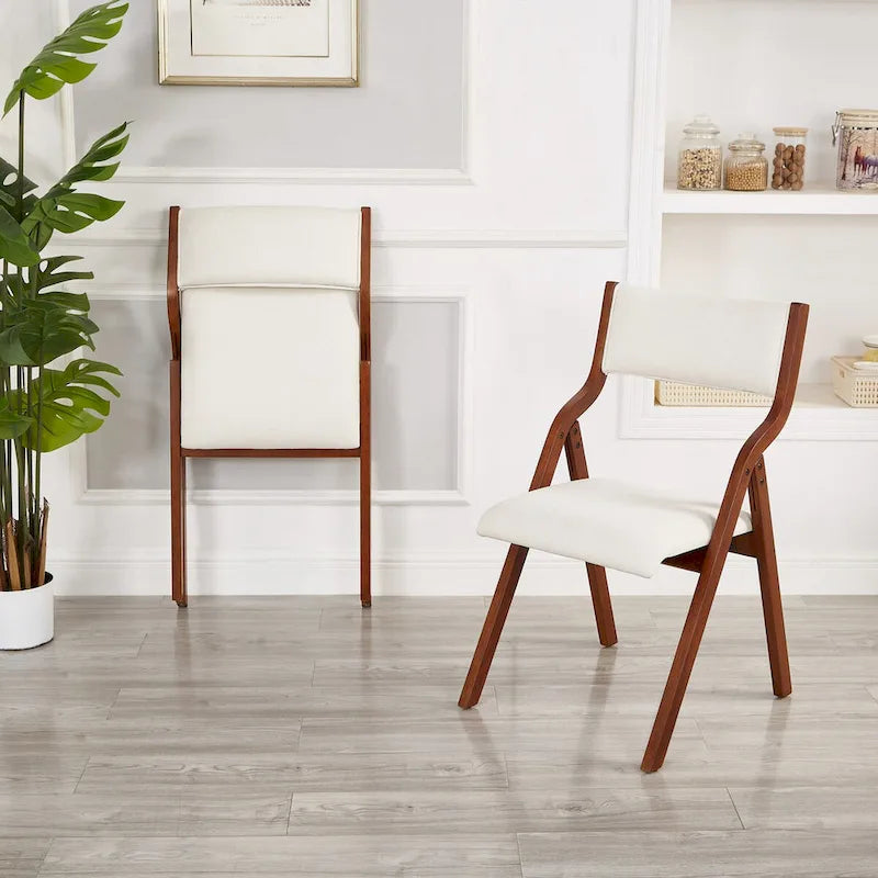 Chaise pliante en bois rembourrée de style moderne avec assise rembourrée