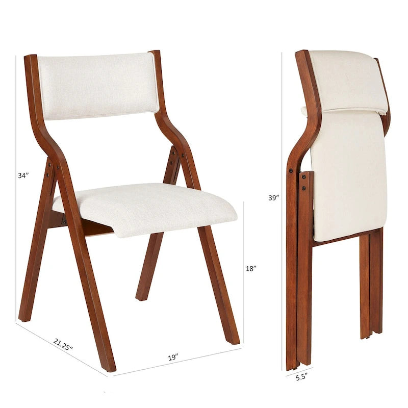 Chaise pliante en bois rembourrée de style moderne avec assise rembourrée