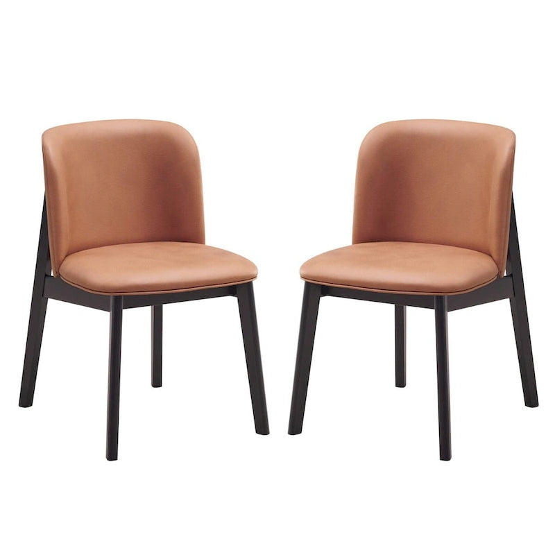 Chaise de salle à manger de 56 cm, design ergonomique, revêtement en tissu marron, intérieur noir