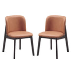 Chaise de salle à manger de 56 cm, design ergonomique, revêtement en tissu marron, intérieur noir