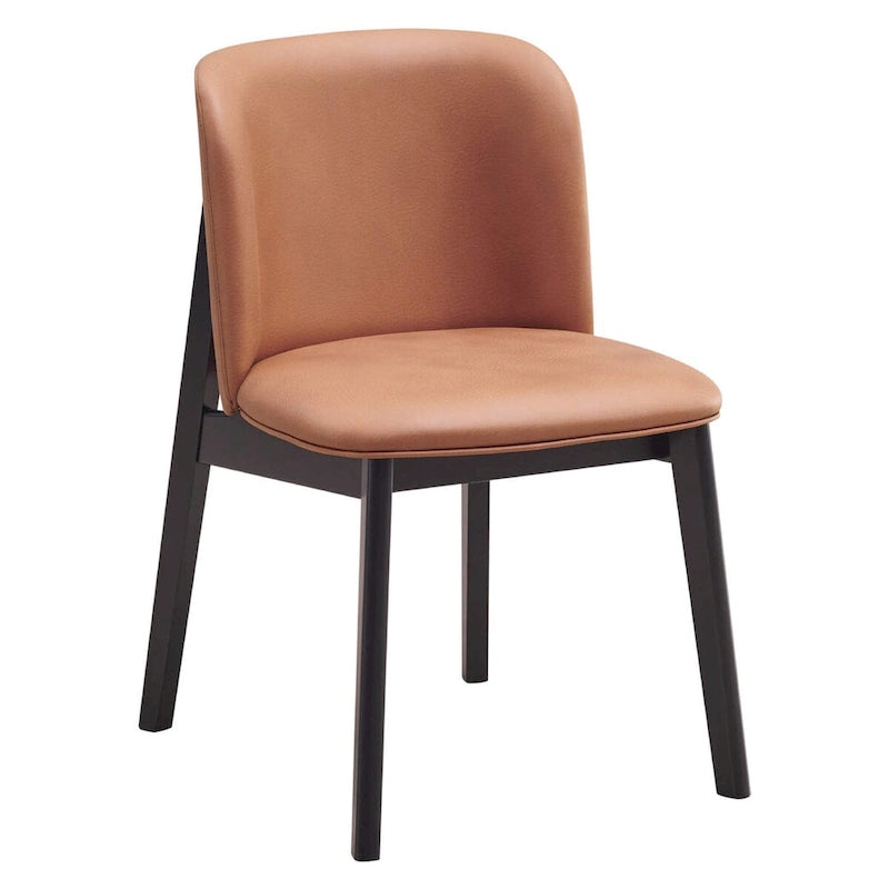 Chaise de salle à manger de 56 cm, design ergonomique, revêtement en tissu marron, intérieur noir