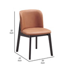 Chaise de salle à manger de 56 cm, design ergonomique, revêtement en tissu marron, intérieur noir