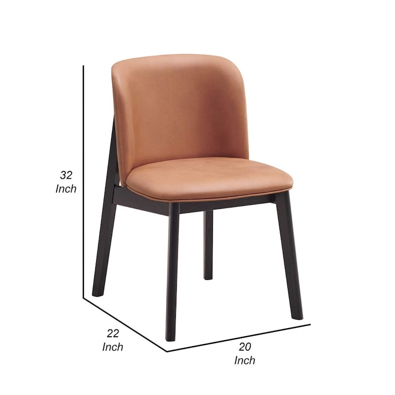 Chaise de salle à manger de 56 cm, design ergonomique, revêtement en tissu marron, intérieur noir
