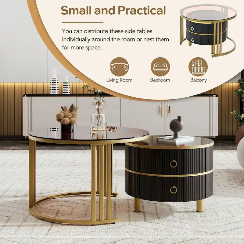 Table basse ronde empilable